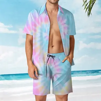 Мъжки плажен костюм, Вратовръзка Боядисват с модел, костюм от 2 теми, висококачествен пазаруване, размер Eur