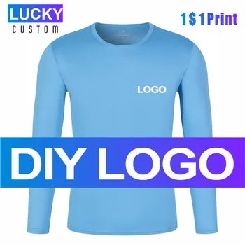 Мъжки спортни бързосъхнеща тениска с дълъг ръкав и кръгло деколте, изработен по поръчка на лого с бродерия, дишащ висококачествен топ 3xl