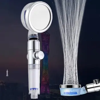 Накрайник за душ ZhangJi с турбокомпресор и вентилатора за високо налягане, бутон за спиране на въртене на 360 градуса, филтър за вода ръчен душ в банята