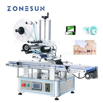 Настолна автоматична плосък labeller машина ZONESUN, машина за залепване на стикери, чанта-плик, козметична кутия, плоска бутилка ZS-TB150PB