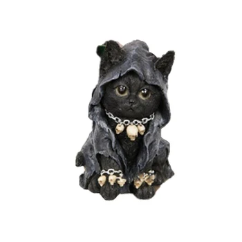 Нов продукт на Черна котка Вратата на двора Украса от смола Вещица Котка градина Коледна украса Статуя на Хелоуин Начало декор занаяти