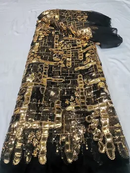 Нова висококачествена африканска лейси плат органза с пайети, нигерийски френски пайетки, тюлевая окото лейси плат за сватбена рокля