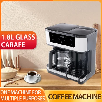 Нова кафе машина от неръждаема стомана с капацитет 1.8 л за вода с висока температура в стъклена бутилка може да се готви 12 чаши кафе за Управление с докосване на екрана