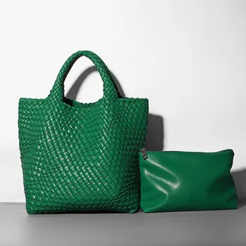 Нови модерни плетени чанти и портмонета, дамски вязаная чанта от микрофибър, зелени плетени бизнес работни чанти, лятна плажна чанта 2023