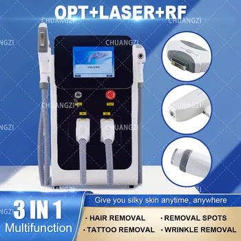 обзавеждане мадами епилация лазер 3 in1 E-Светло RF IPL Nd Yag Многофункционална Машина за Премахване на татуировки Постоянно