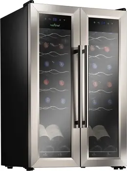 Охладител за бели и Червени вина на Чилър, самостоятелен Компактен Мини-Хладилник с цифрово управление, Двойна Зона Почистване на 24 бутилки