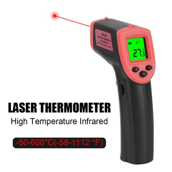 Пирометр Цифров инфрачервен термометър за измерване на лазерен ИНФРАЧЕРВЕН температурен пистолет безконтактен LCD дисплей -50 ~ 600 ℃