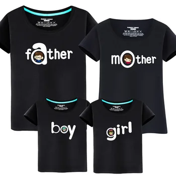 Подходящо облекло за отца и сина, лятна стилна тениска с къс ръкав 2018 година, за майка, дъщеря и баща, дрехи за сина, семеен начин на