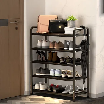Почистване на багажник от ковано желязо и Обикновен шкаф за обувки прахоустойчив кухненски шкаф за съхранение на кухненските прибори за Домашно многослоен компактен багажник за съхранение