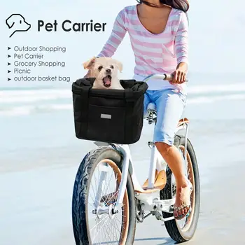 Предната кошница за електрически велосипед, водоустойчив сменяем преден волана, кошница от плат Оксфорд, чанта за пренасяне на домашни любимци, удобства за колоезденето
