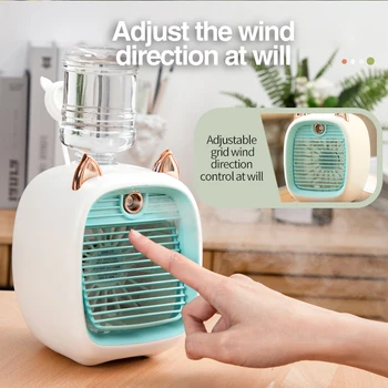 Преносим климатик USB Mini Air Cooler fan водно охлаждане с 3 скорости, 2 режима на пръскане, овлажнителя на въздуха, за пречистване, за автомобил, дом
