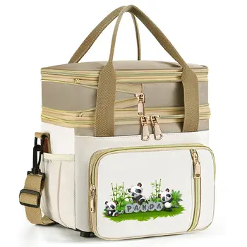 Преносима чанта за обяд, водоустойчив термоизолированная кутия за обяд, чанта за bento, самозалепваща чанта за вечеря, студентски чанта за обяд с шарките на пандите