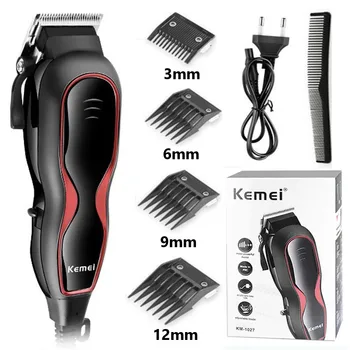 Професионална метална машина за подстригване на коса Kemei, електрическа машина за рязане на коса, самобръсначка, тример за оформяне на брада с 4 расческами KM-1027