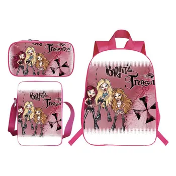 Раница Bratz 3 бр./компл., училищна чанта за момчета и Момичета, раница за тийнейджъри, подарък (раница + чанта за шоудера + чанта за писалки)