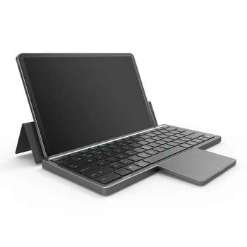 Сгъваема клавиатура Безжична Bluetooth клавиатура с възможност за сгъване сензорен панел, кожен калъф за Windows, Android, IOS, телефон, мини-клавиатура