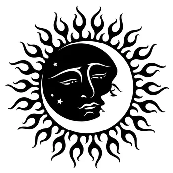 Слънцето и Луната Звезда Винил автомобилен стайлинг Стикер за автомобил, Интериор Черен /сребрист 14,5 см * 14,5 cm