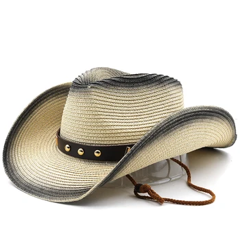 Слънчеви шапки за мъже и жени, слама ковбойская шапка, Панама с широка периферия, плажна лятна шапка 2022, реколтата, бижута, филц шапки, 2 поръчката
