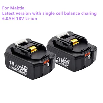 Сменяеми литиево-йонна батерия 18V Makita 6Ah акумулаторна батерия с led индикатор на нивото на зареждане на електрически инструменти LXT BL1860B BL1860