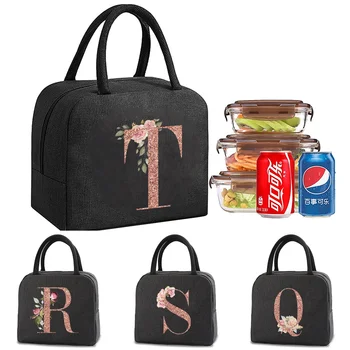 Термален ланчбокс, чанта за вечеря, холщовые чанти с надпис от розово злато, кутия за закуска за пикник, ученически чанти за обяд, чанта за хранене