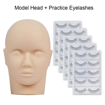 Тренировъчен комплект за изграждане на фалшиви мигли, силикон манекен за удължаване на мигли, модел на главата за начинаещи, определени за практикуване на натрупване на миглите