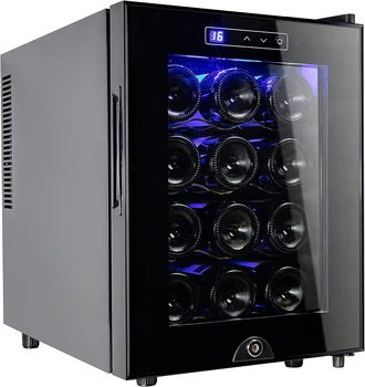 Хладилник-вино охладител за бутилки вино, хладилник, самостоятелен с ключ и цифров контрол на температурата, стъклена задвижваната хладилник, мини-вино