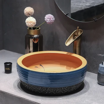 Цзиндэчжэнь директно от фабрика за керамика, ръчно рисувани ръчно изработени мивка за баня, мивки мивка