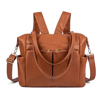 Чанта за майките, изкуствена кожа, дамски чанти-тоут, многофункционална чанта през рамо с голям капацитет, ретро-раница