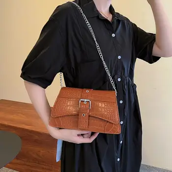Чанти-тоут от изкуствена кожа, минималистичная чанта през рамо с голям капацитет, чанта под мишниците, однотонная чанта на едно рамо, дамски
