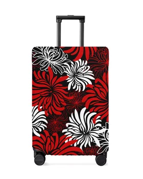 Червено-черна цветя хризантема, чанта за багаж, еластичен калъф за багаж, чанта за куфара, прахоустойчив, калъф, аксесоари за пътуване