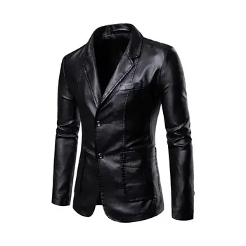 Черно кожено сако, мъжко яке от мека кожа, палта от естествена овча кожа