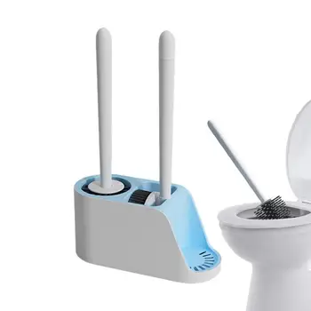 Четка за тоалетна с държач комплект силиконови скрубери за тоалетна, инструмент за почистване на баня, множество силиконовата четка за почистване на глави